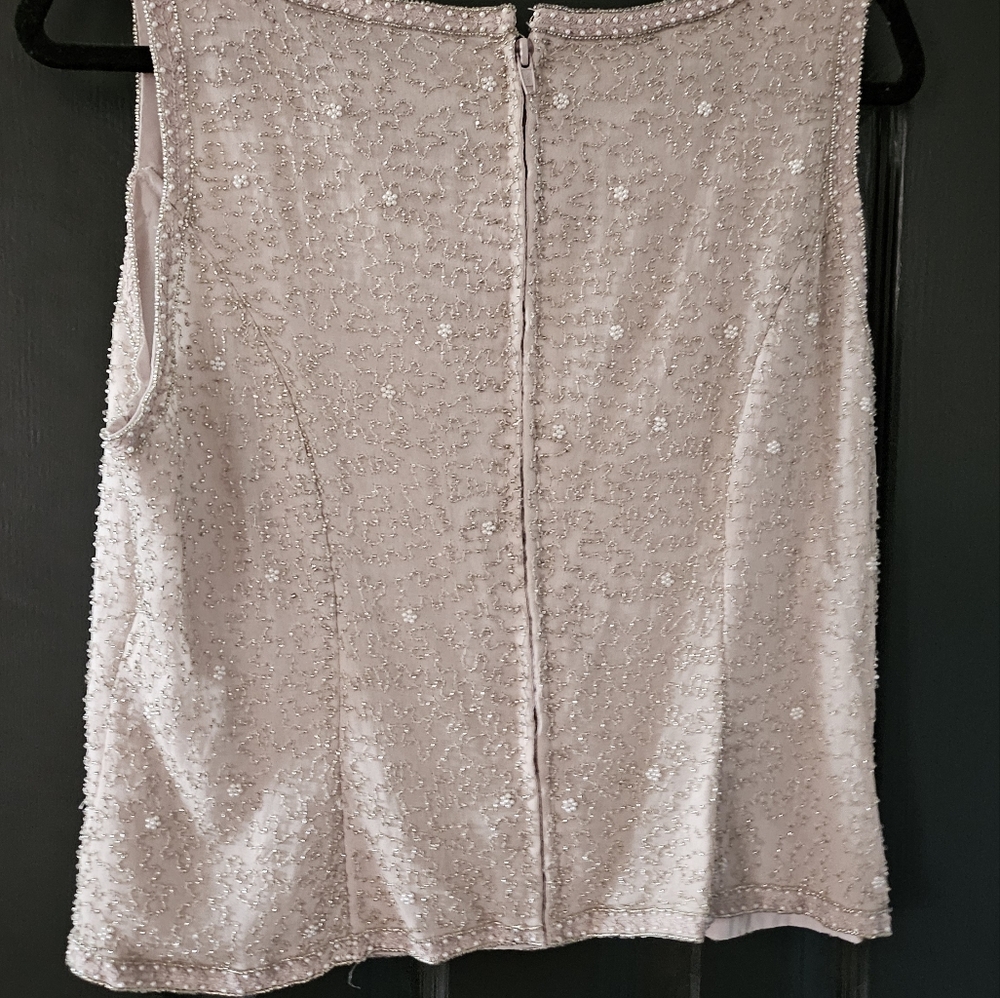 Adrianna Papèll pale pink beaded jacket with matching shell tank. Size 14 - Picture 8 of 10